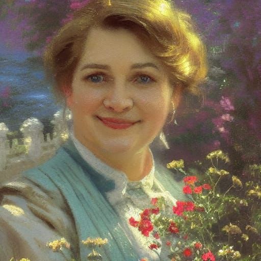 Woman Breaking the Fourth Wall in Painterly Style