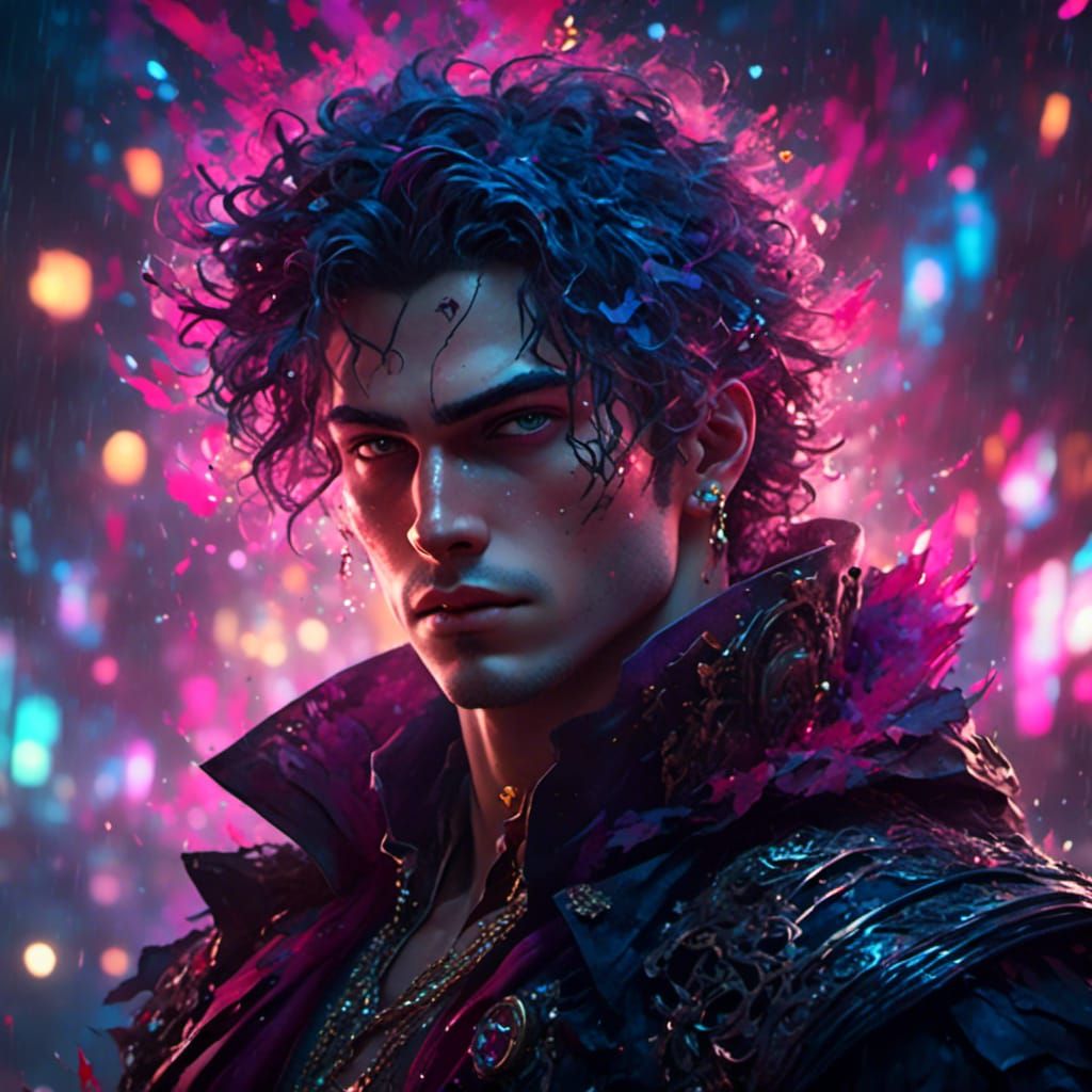 Handsome Vampire Portrait in Hyperdetailed Digital Art
