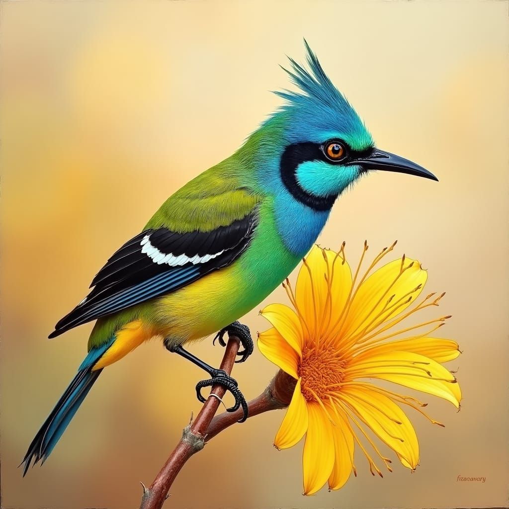 Honeyeater on Kangaroo Paw Flower in Dreamy Style