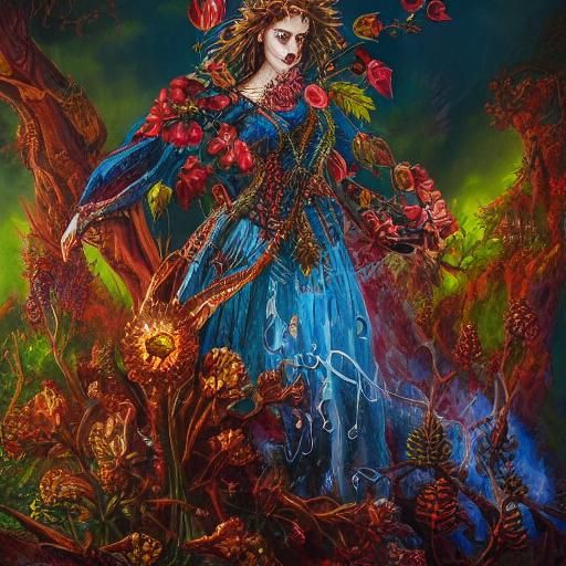 weird botanical style, Anne Stokes, Josephine Wall, full bod...