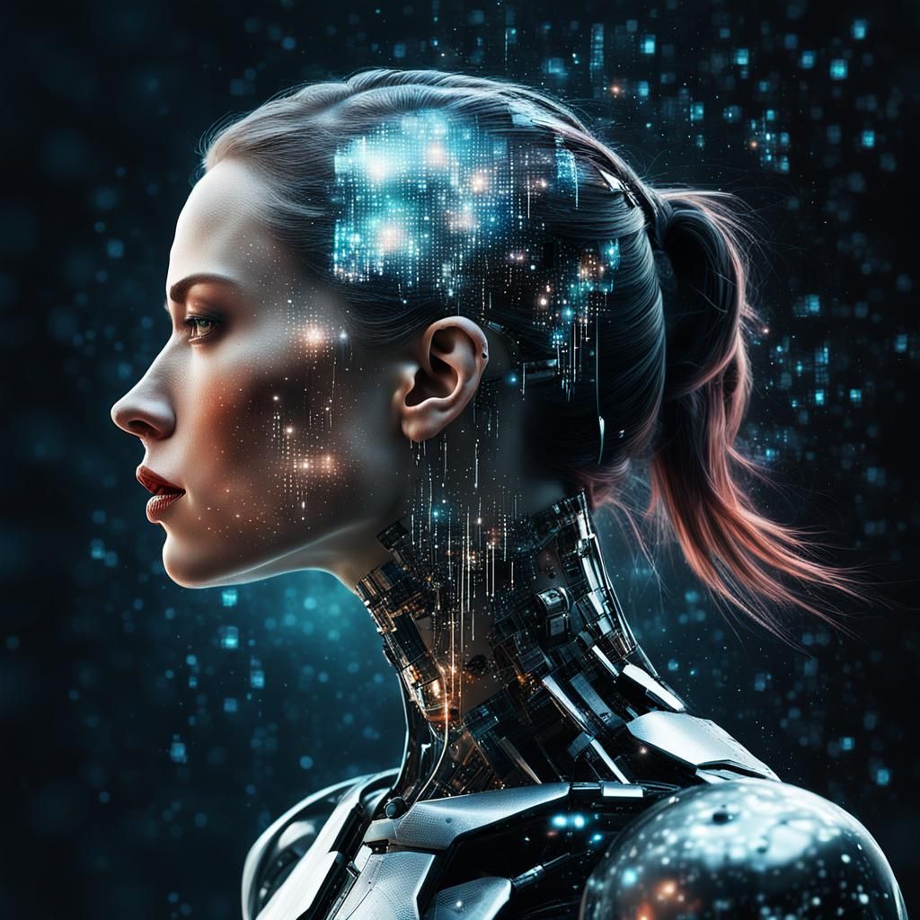 Digital Convergence: Cyborg Dissolving into Digital Art