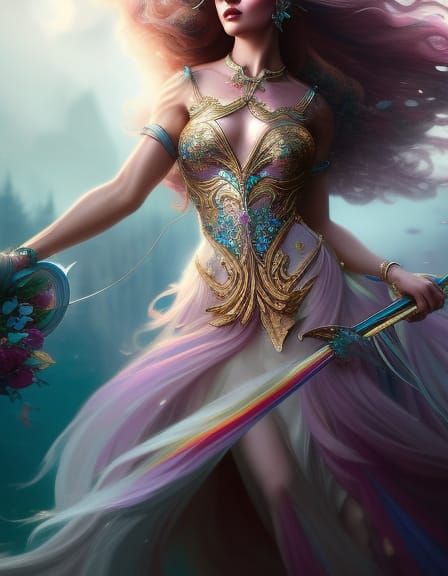 Tattooed Unicorn Princess in Hyperdetailed Splash Art
