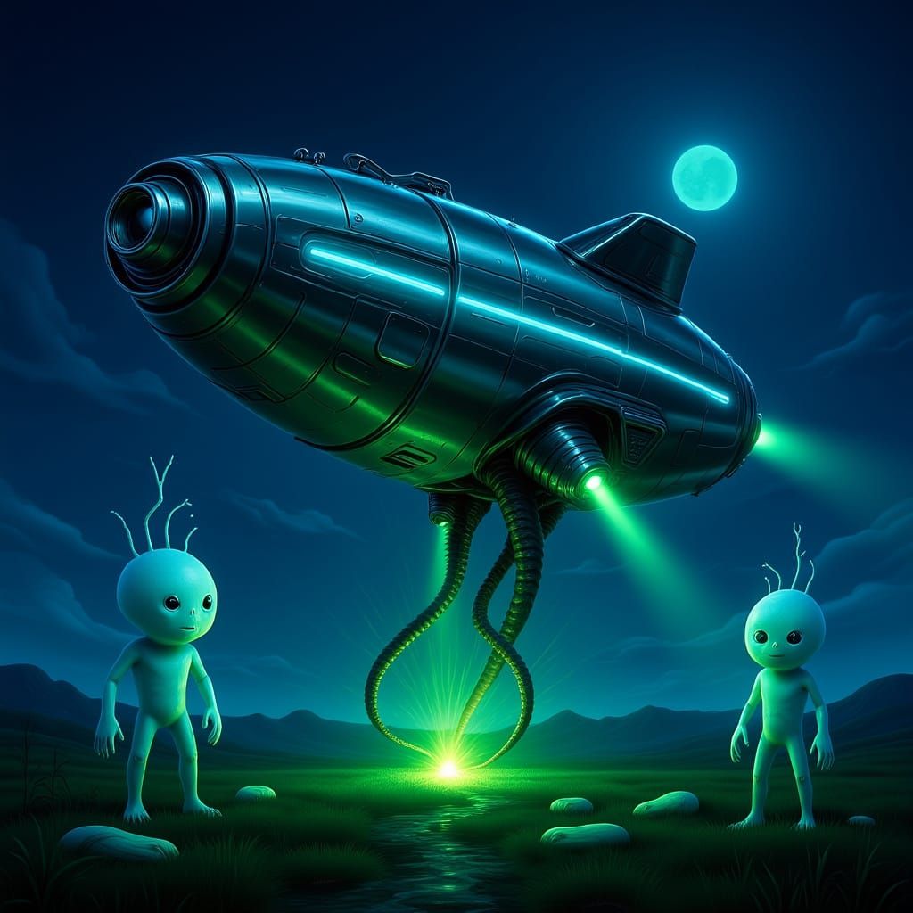 Otherworldly Alien Spaceship Descends on Lush Planet