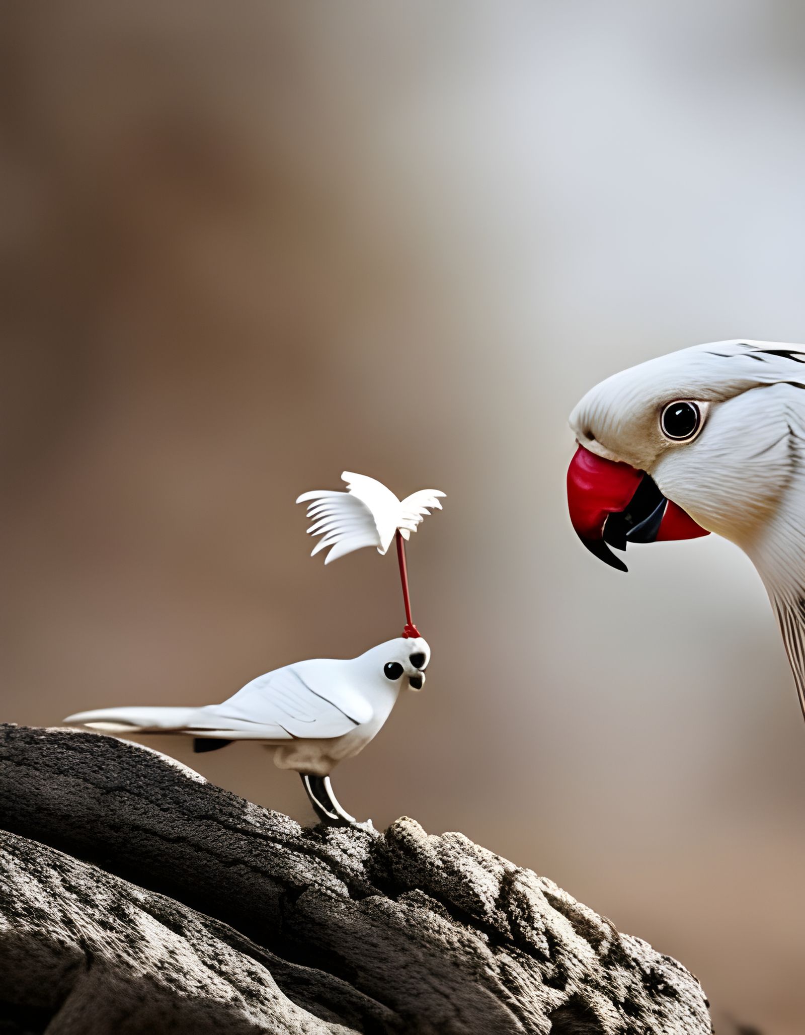 Bird Staring At Toy Bird