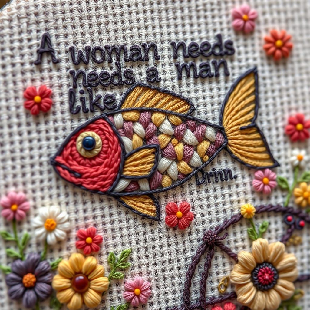 Cross-Stitch Art: A Woman Needs a Man