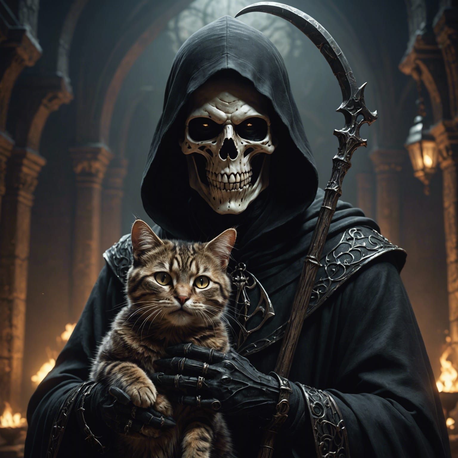 The Grim Reaper Holding a Cat Soul