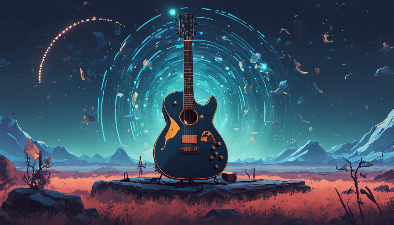 Glamorous Luxe Guitar in Celestial Dreamscapes