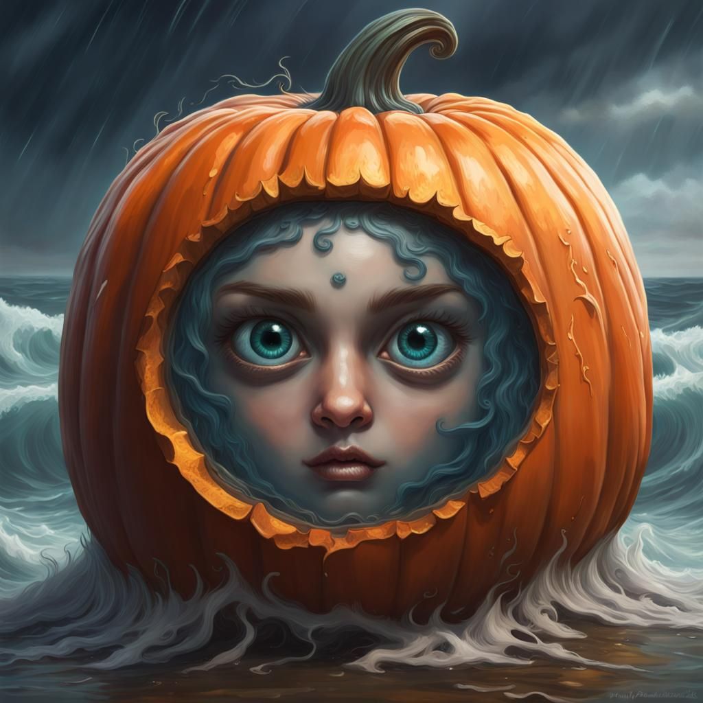 Scary  big eyes  carved  in a gothic pumpkin