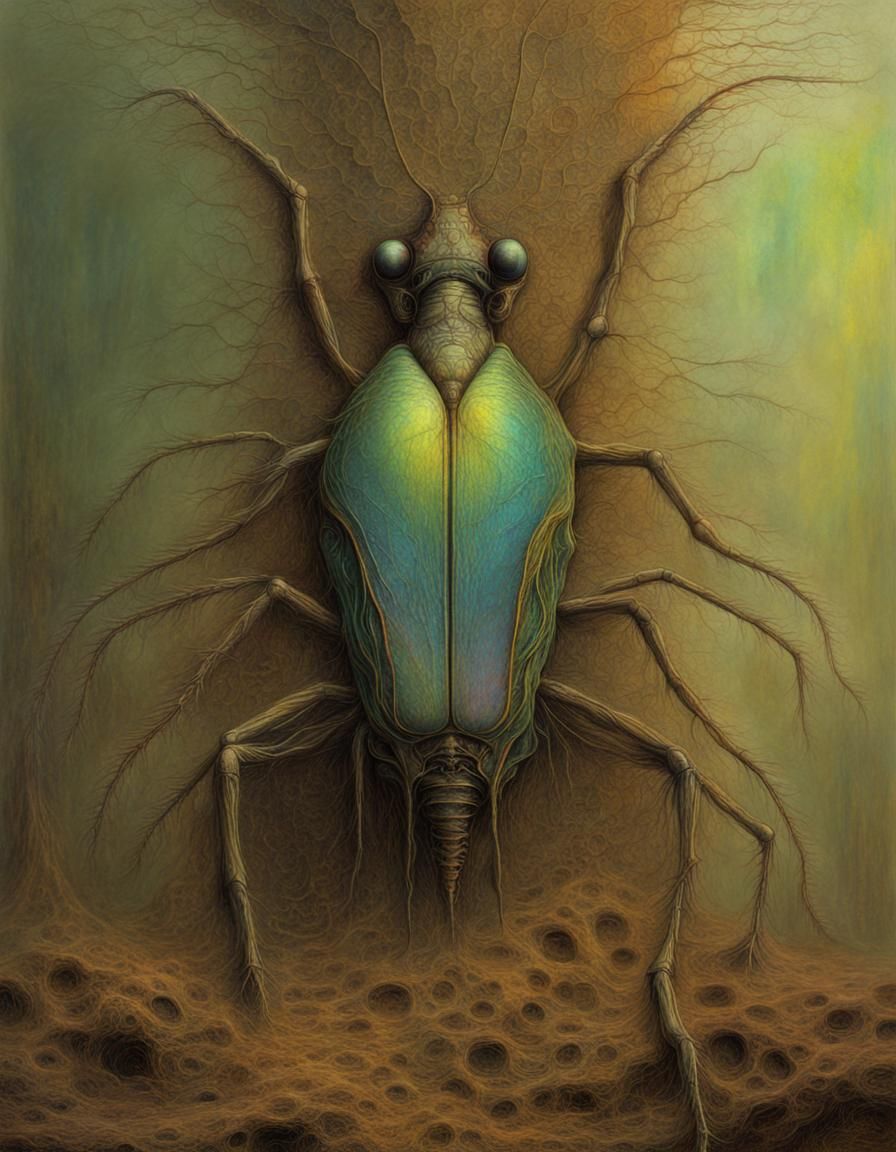 Alien Insect Dissection in Dark Surrealist Style