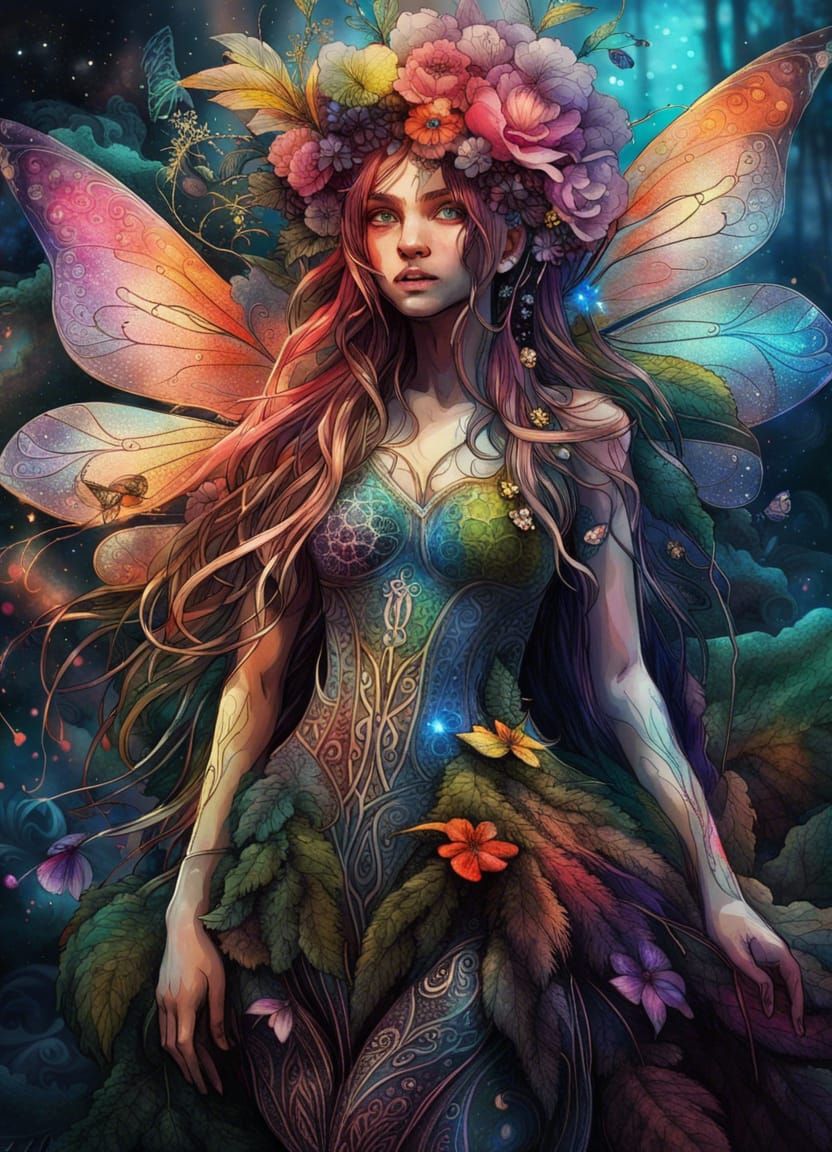 Gorgeous Fairy in a Colorful Fantastical Landscape