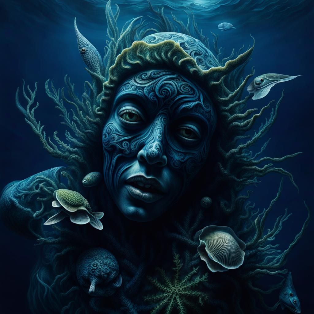 Eldritch Underwater Face of Sea Debris