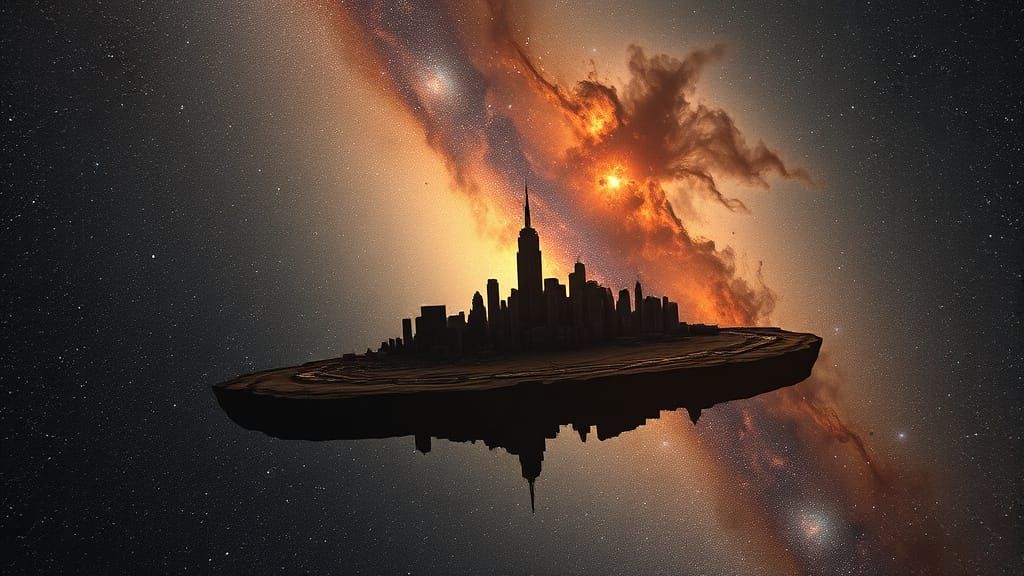 Manhattan Island in Deep Space Approaching Carina Nebula