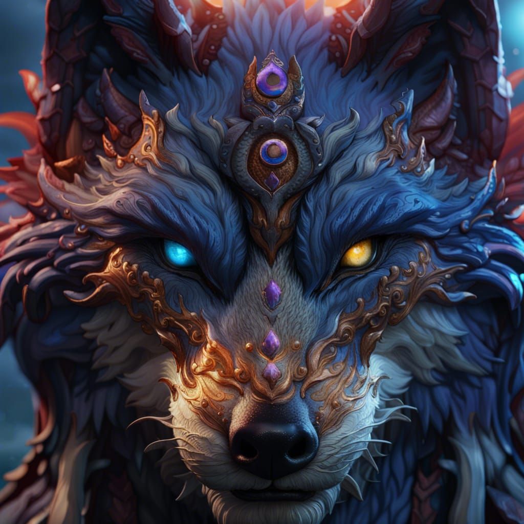 Fantastical Wolf in Detailed Matte Painting