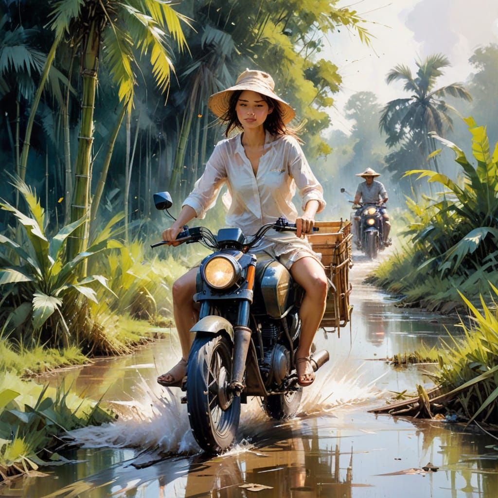 Cambodian Bamboo Train Races Through Rice Paddies