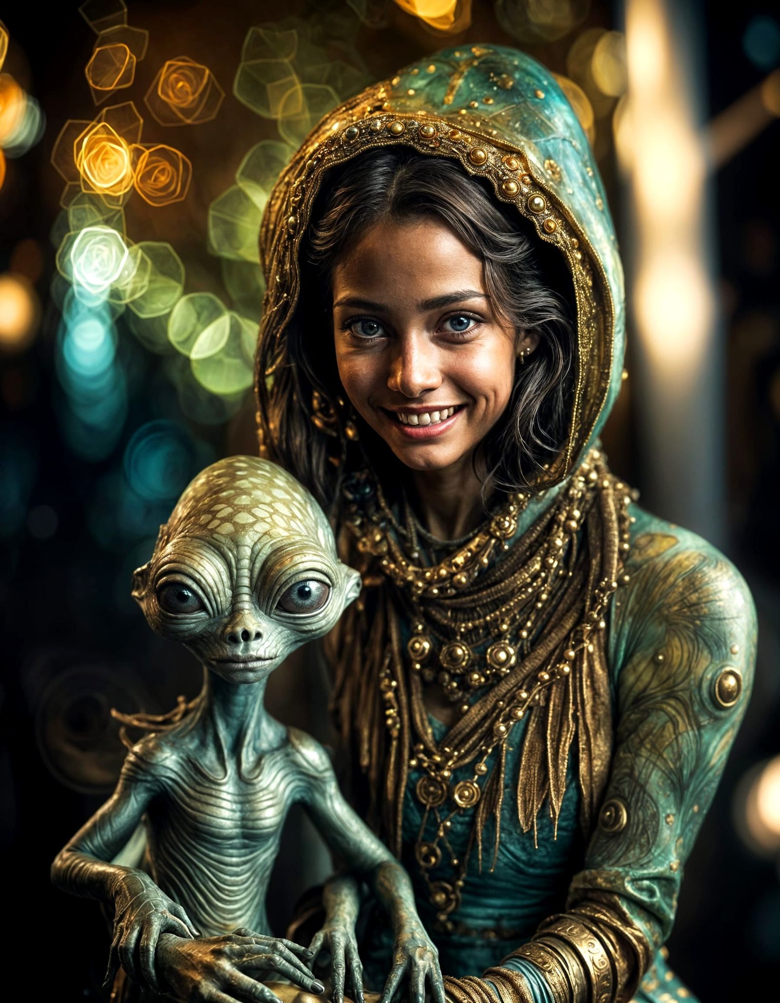 Humans and Aliens at Rock Concert: Photorealistic Image