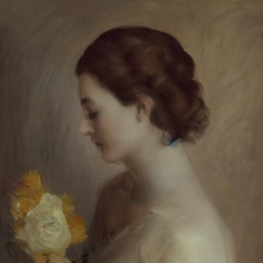 Young Woman Portrait in Impressionist Style