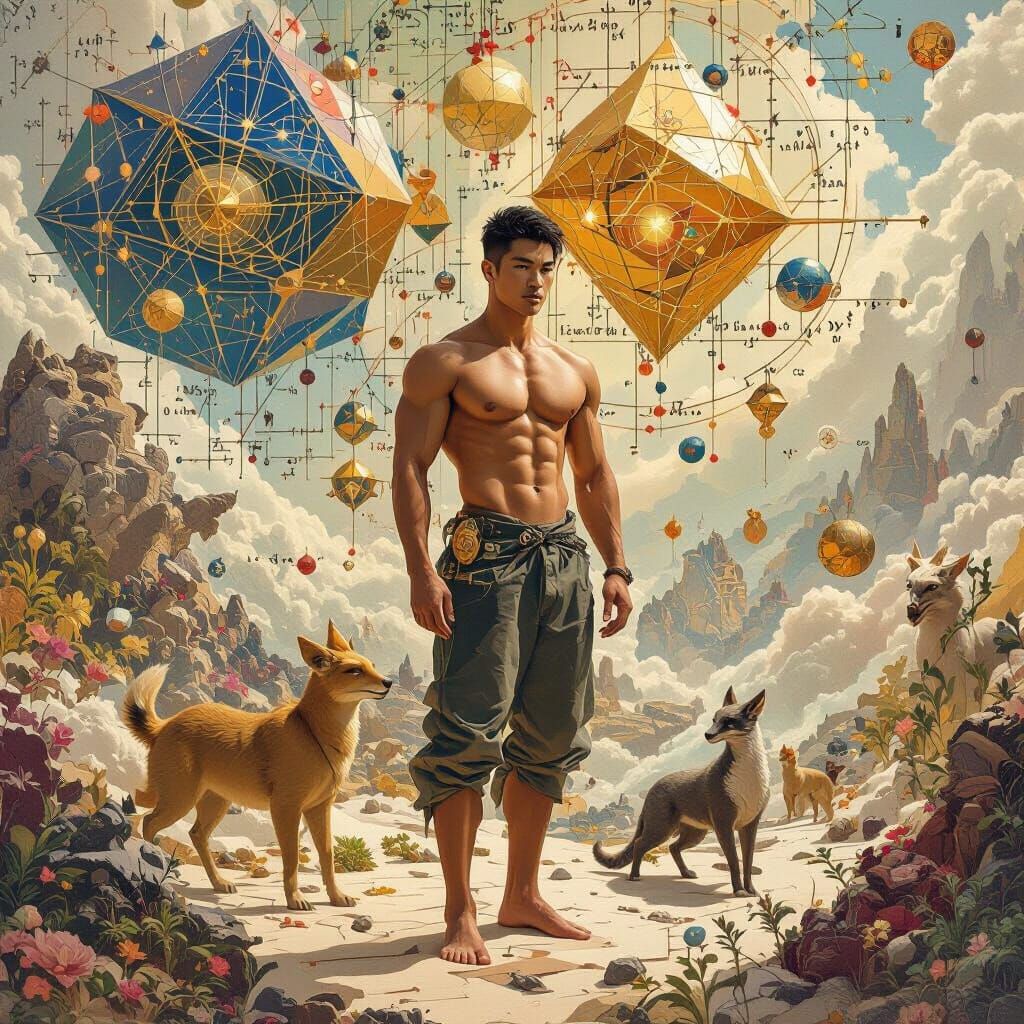 Muscular Man in Surreal Mathematical Paradise