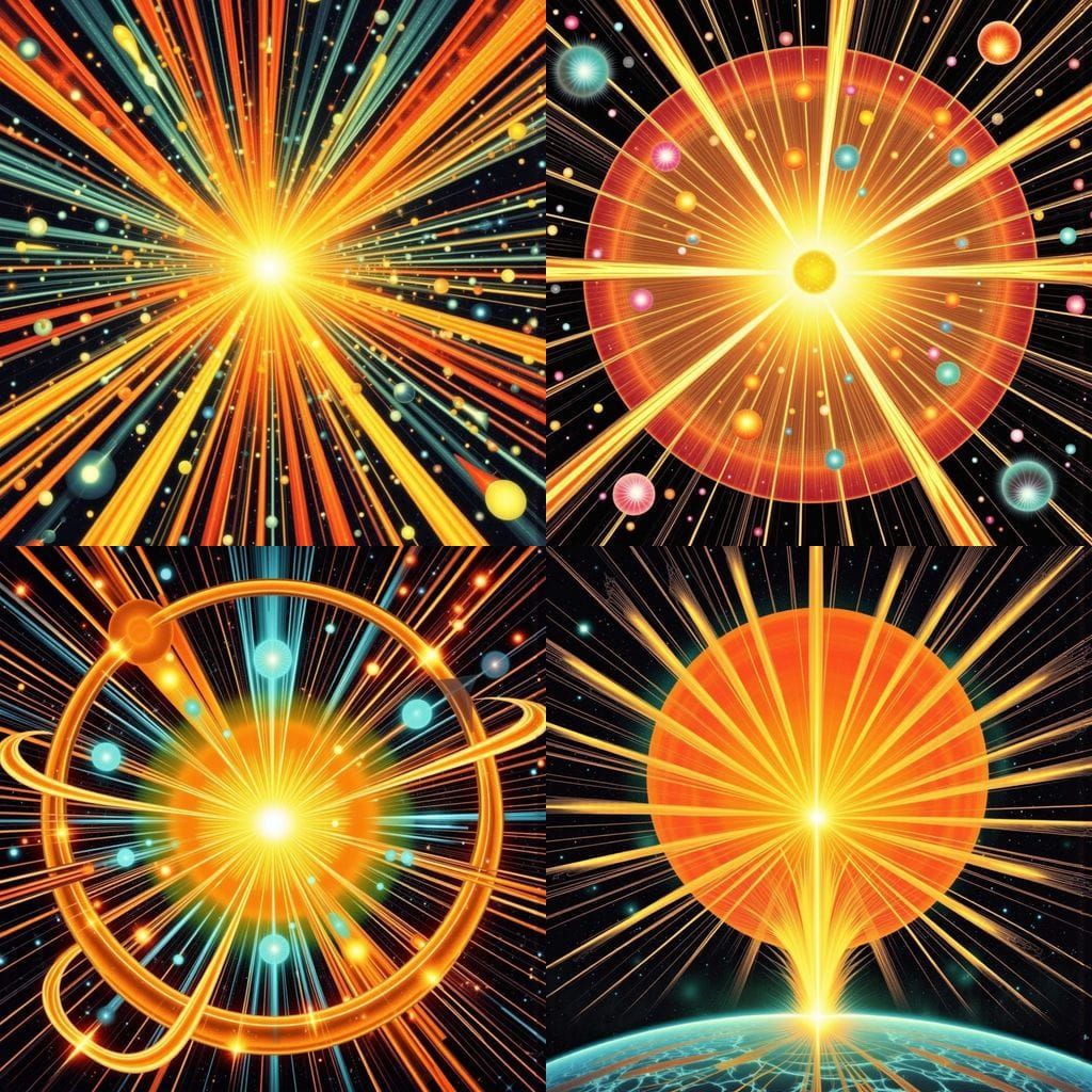 Mid Century Retro Futuristic Sunburst Lines