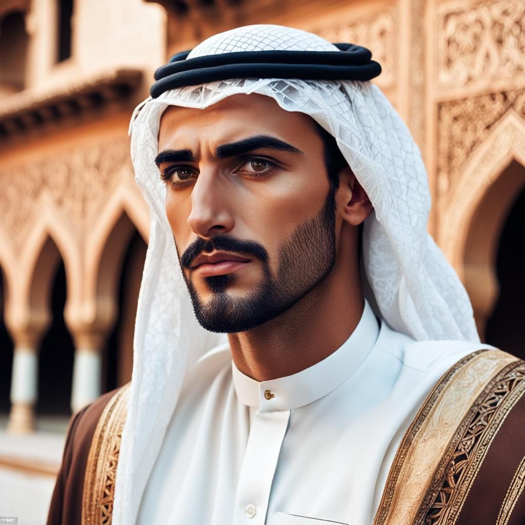 Portrait of Handsome Arab Man with Intense Eyes