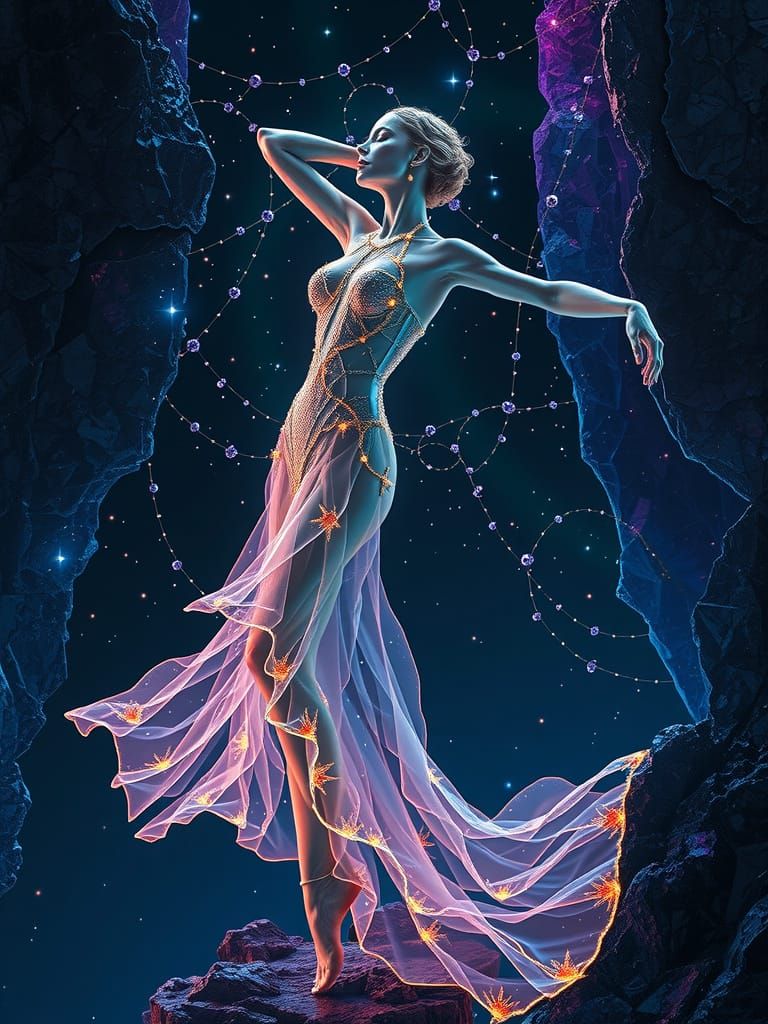 Bioluminescent DNA Dancer in Cosmic Void