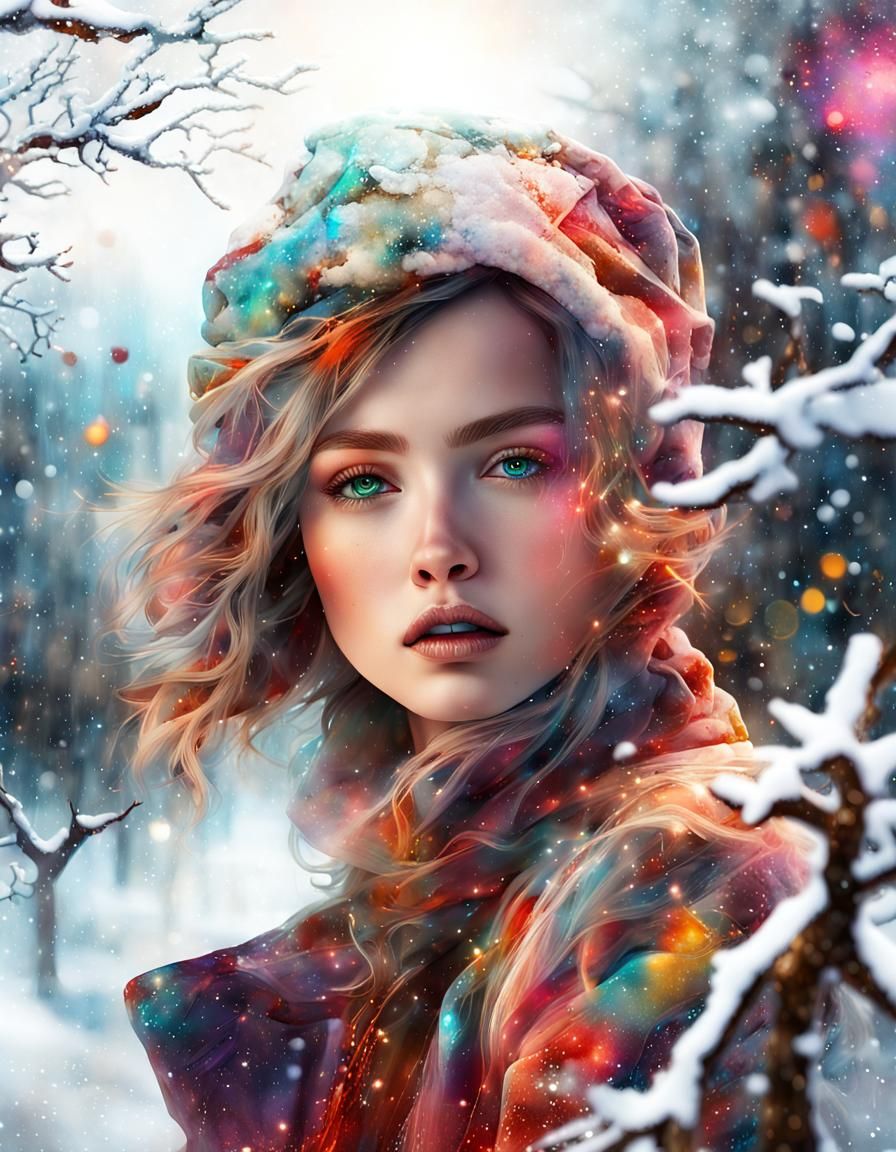 Whimsical Winter Christmas Fantasy in Watercolour Style