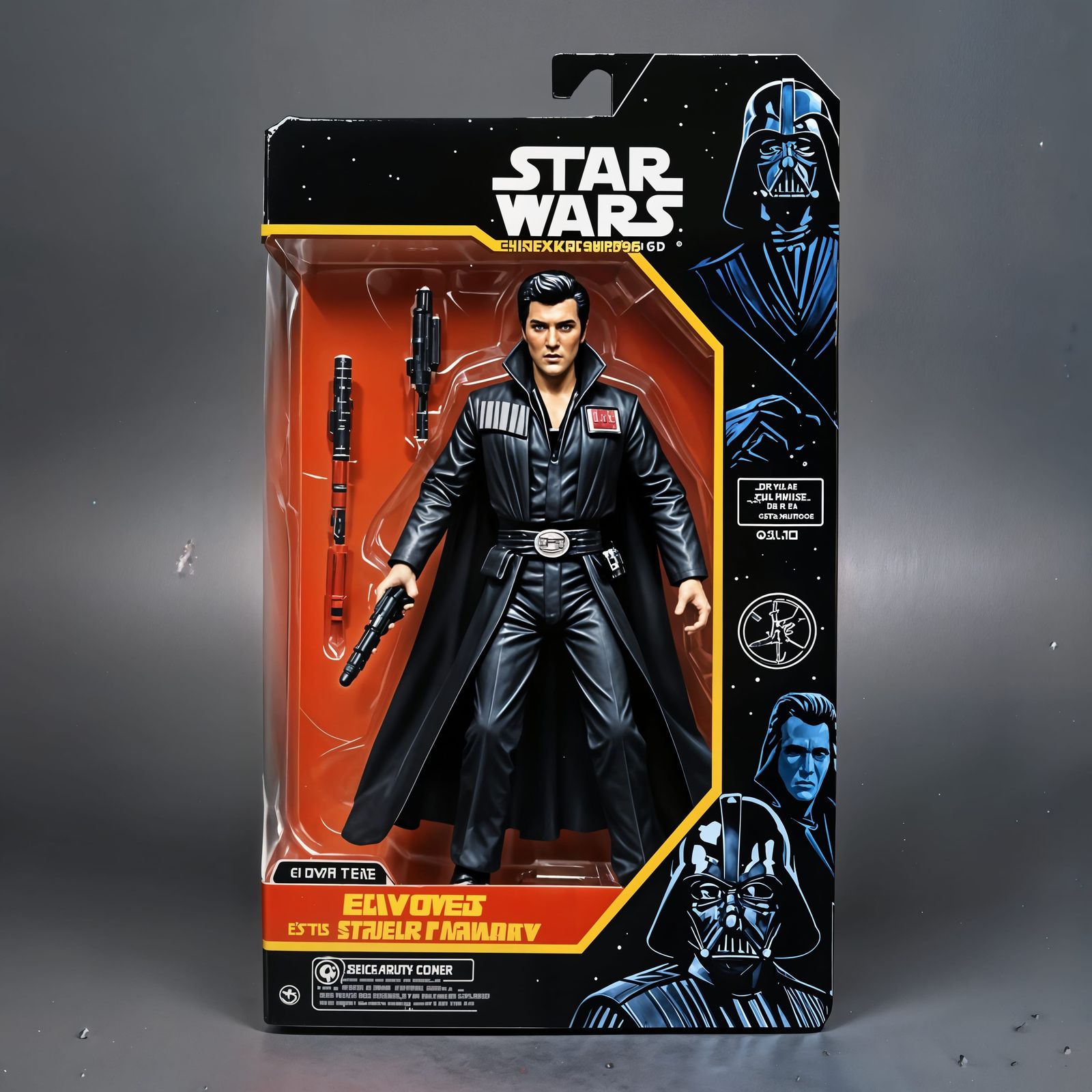 Elvis as a Sith Lord in Star Wars Action Figure Packaging