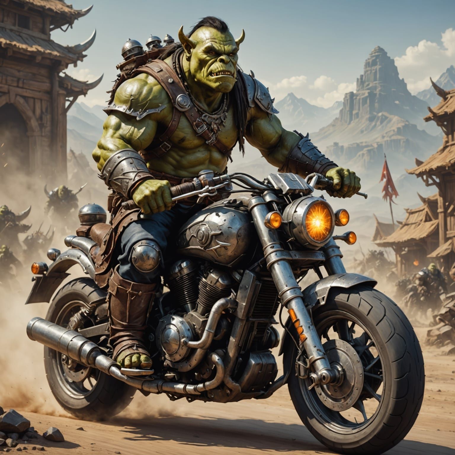 Orc Warrior on Motorcycle
