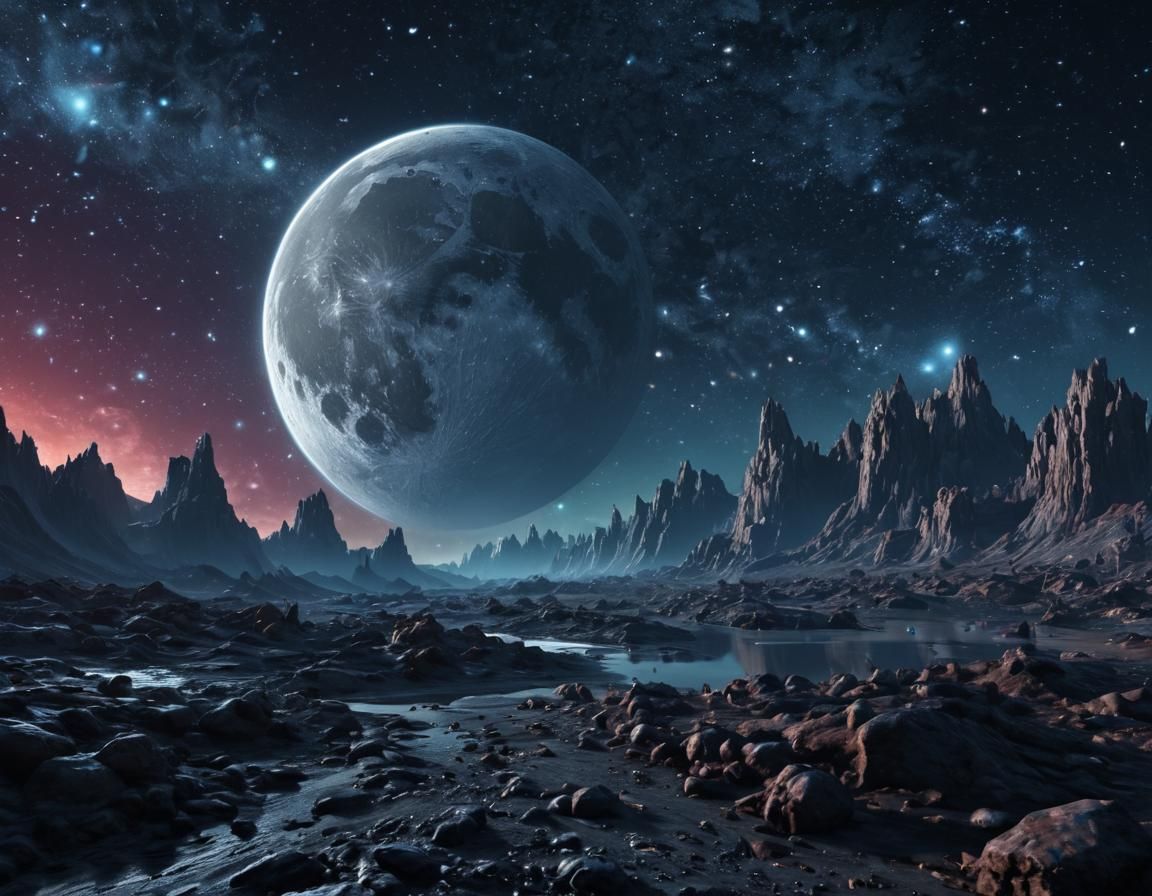 Extremely Detailed Galaxy and Moonscape in 8K