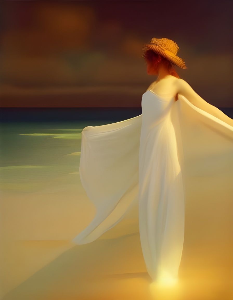 Dreaming Sailor: Nostalgic Beach Scene in Golden Hour