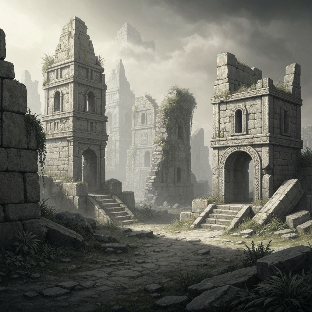 Fantasy Ruins Matte Painting with Dramatic Lighting
