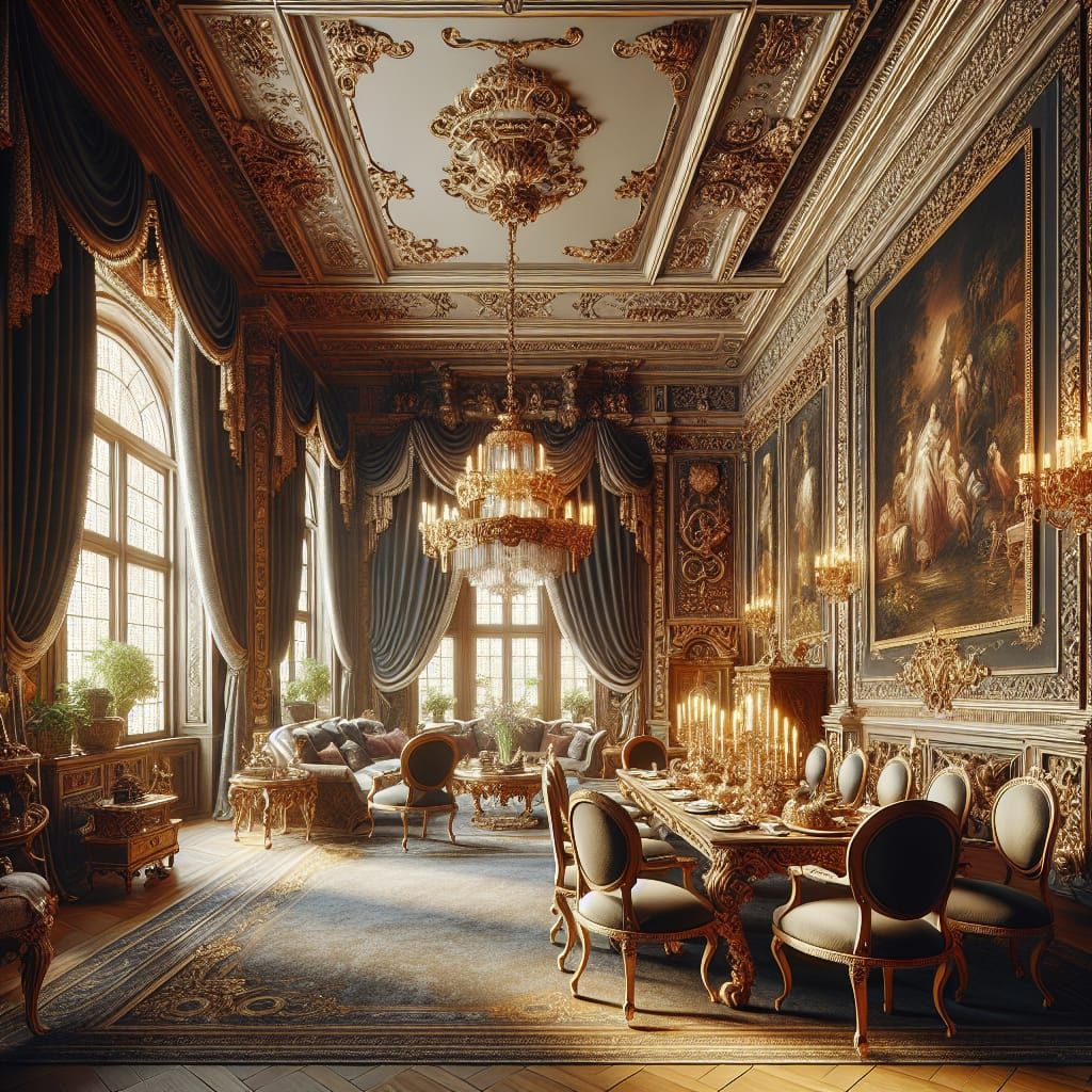 Luxurious Baroque Interior Scene in 8K Resolution