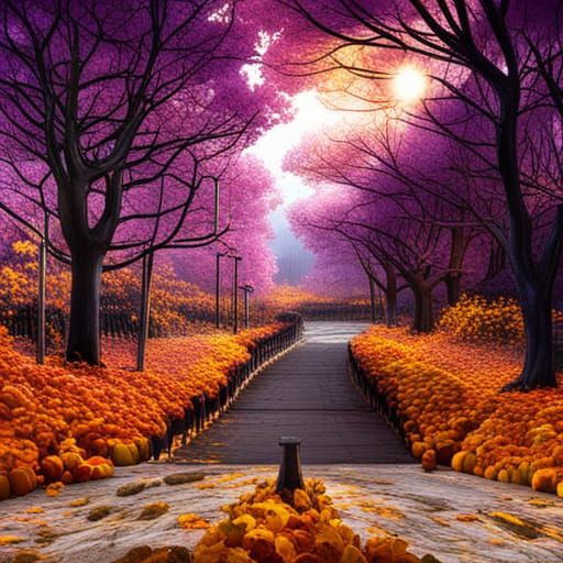 Golden Autumn Sakura: Epic Digital Matte Painting