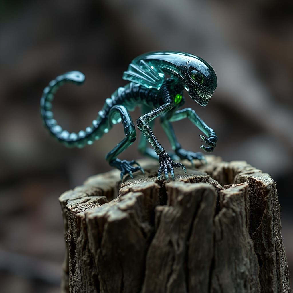 Ethereal Xenomorph Sculpture Amidst Ancient Tree Roots