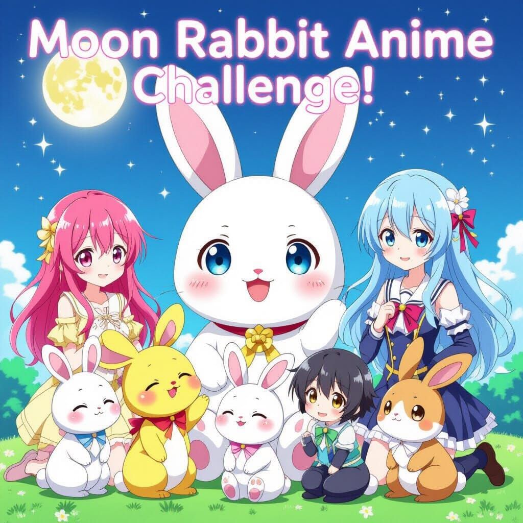 Cute Anime Moon Rabbit Challenge Text