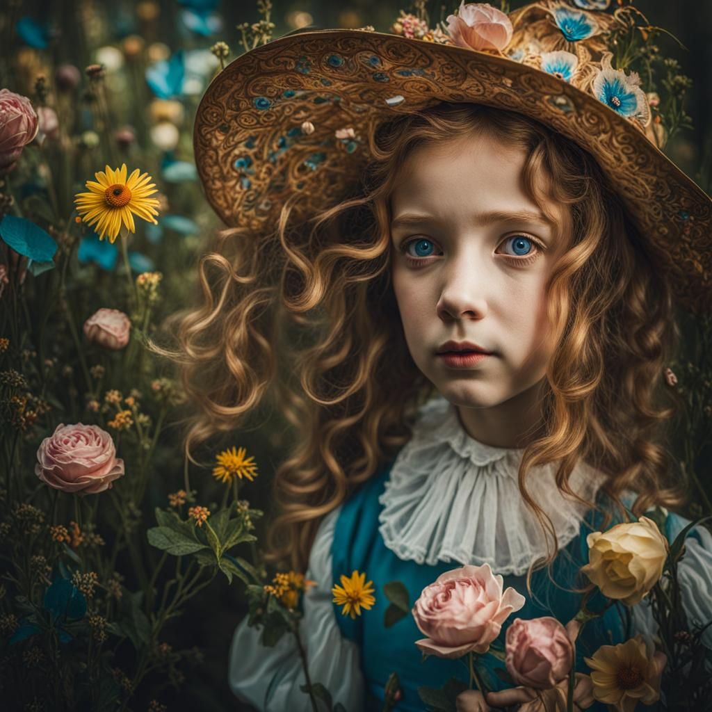 Alice in Wonderland Portrait in Surreal Style