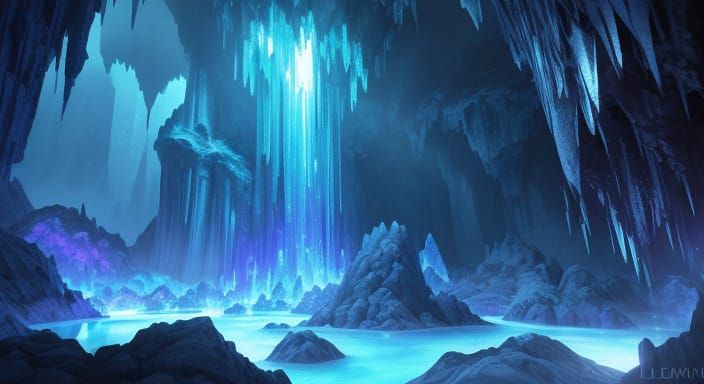 Glowing Gemstone Floats in Dark Cave - 3D Game Cinematic