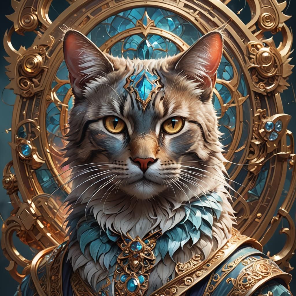 Adorable Cat Portrait in Hyperdetailed Digital Art