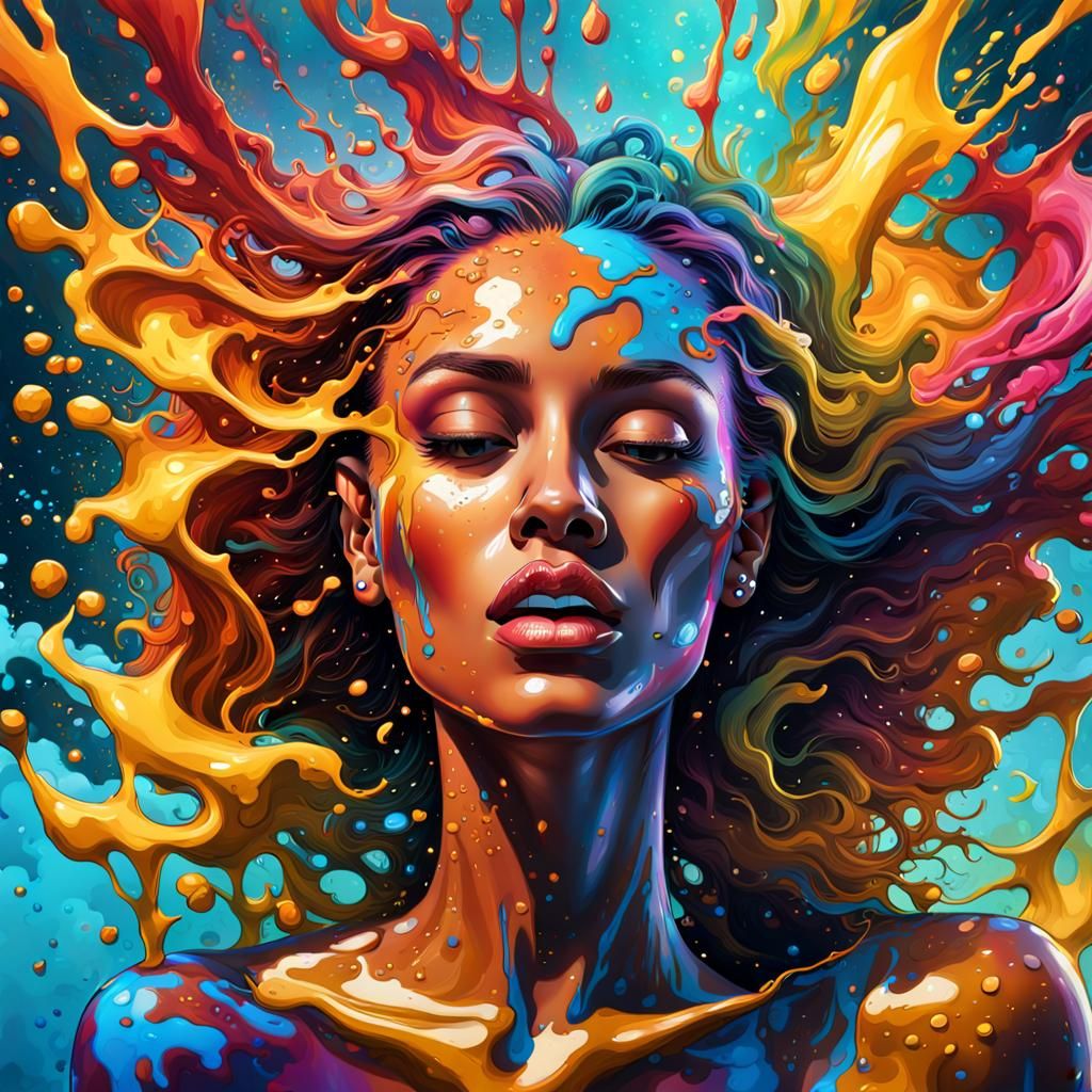 Glamour Model in Splash Art Style