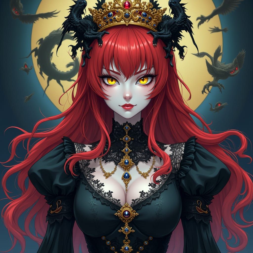 Dark Fantasy Vampire Queen in Gothic Attire
