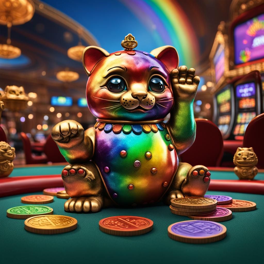 Lucky Charms on Casino Table in Hyperrealistic Style