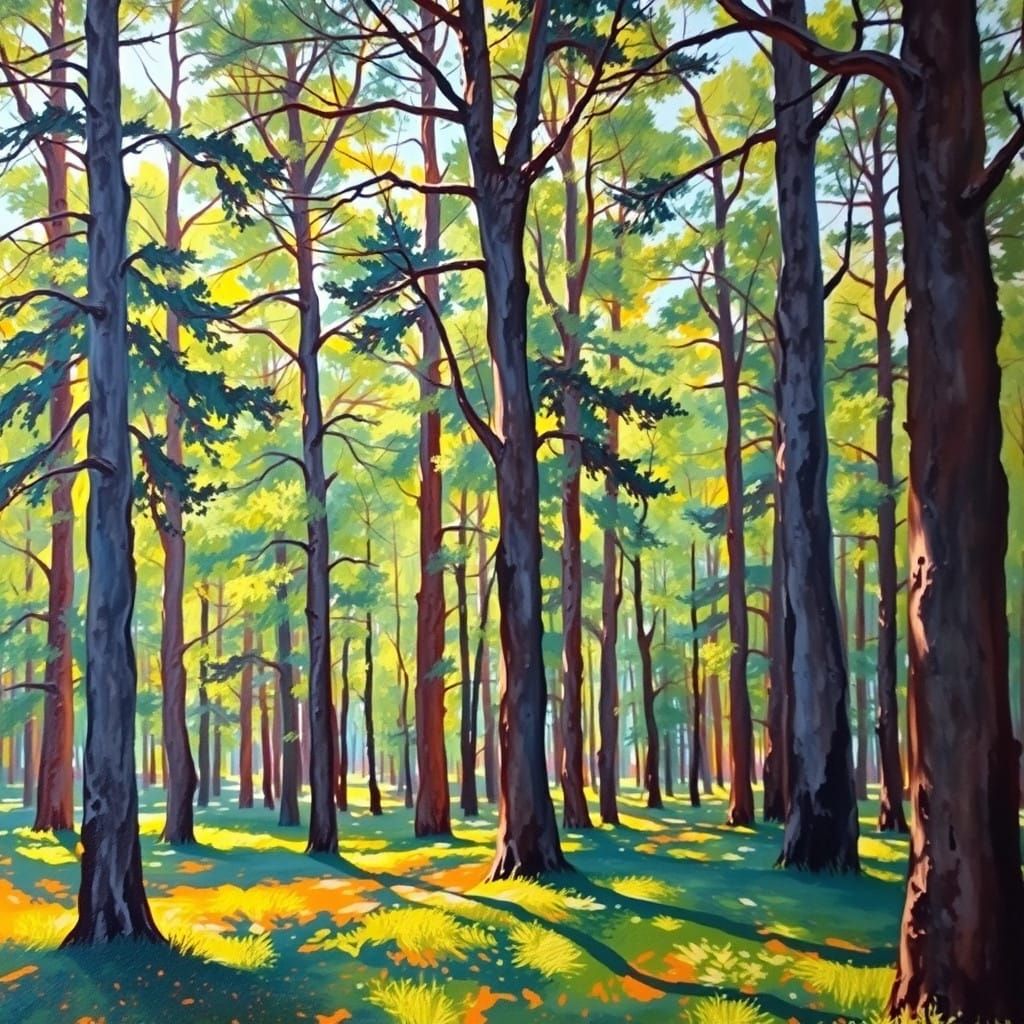 Pine forest - sunlight