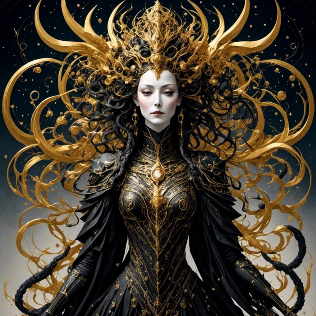 Medusa in Starry Origami Style