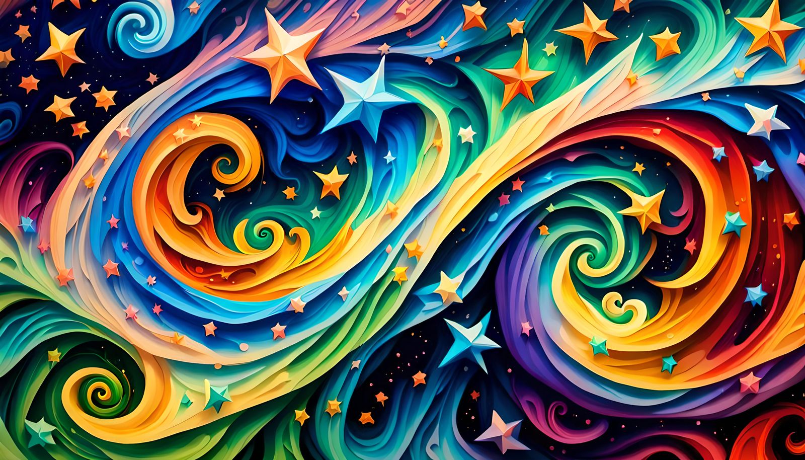 Winged Star-Beings Emerge from Cosmic Paint Vortex