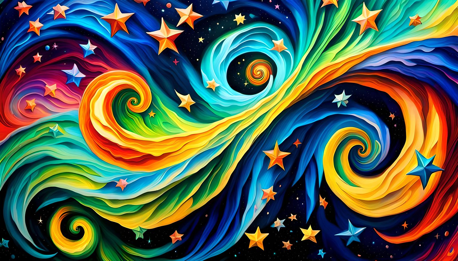 Winged Star-Beings Emerge in Impasto Oil Paint Style