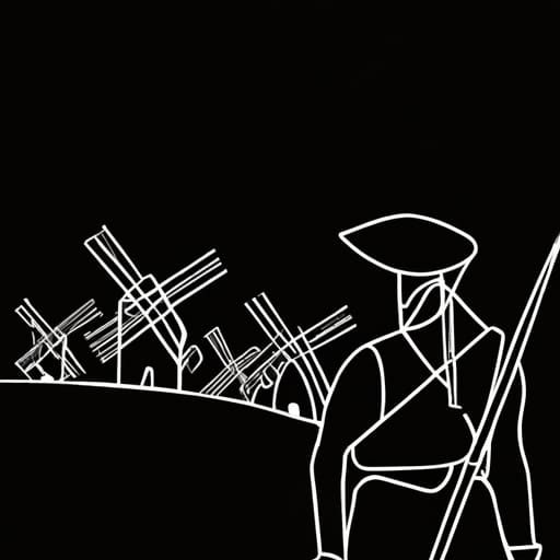 Don Quixote Single Line Art in Picasso Style