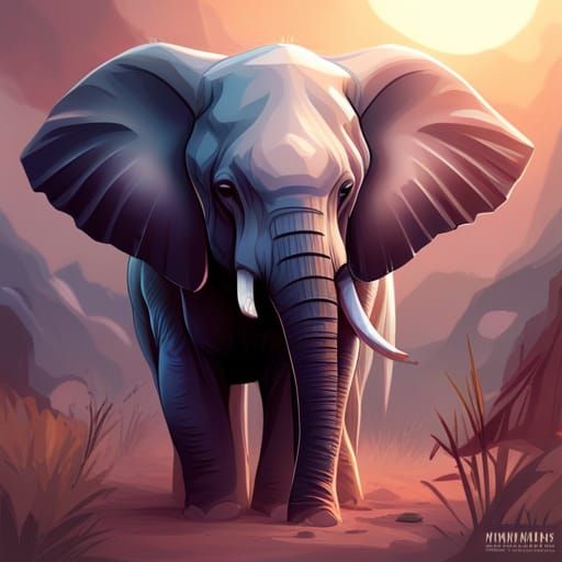 Hyperdetailed Baby Elephant Portrait in Digital Art Style
