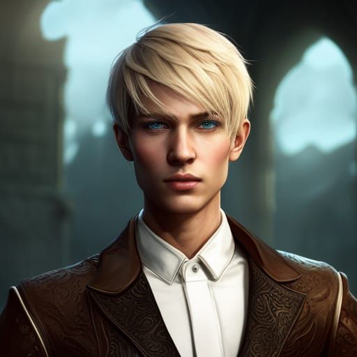 Handsome Blonde Teenager Fantasy Portrait in 8K
