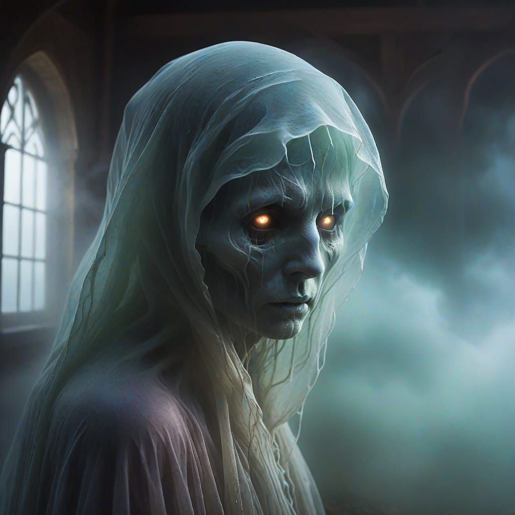 Ghostly Figure of Wrath Emerges from Twilight Mist