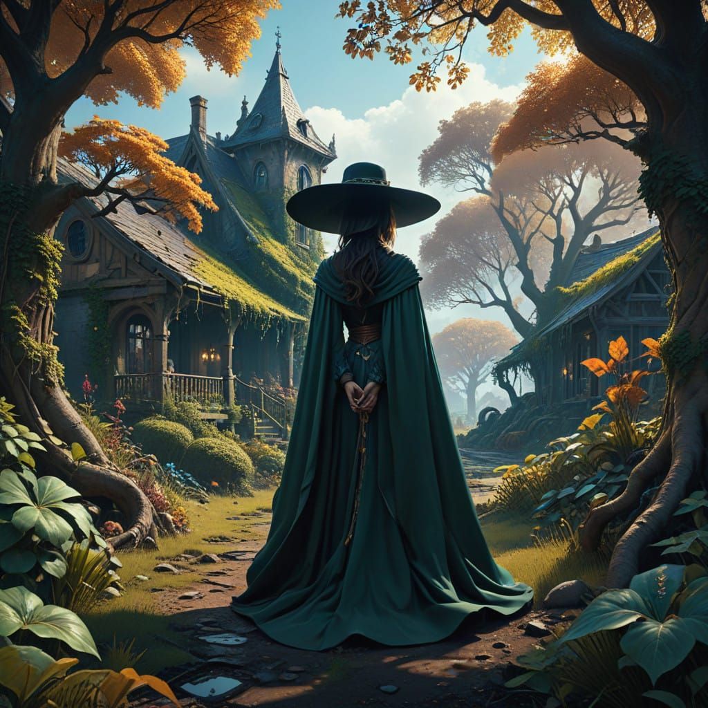 Surreal Suburban Landscape Reclaimed by Nature in Matte Pain...