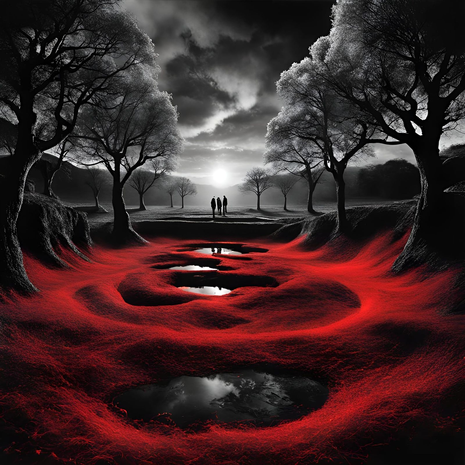 Surreal Red Noir Space Landscape